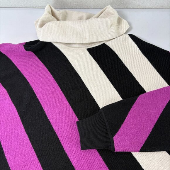 Per Se by Carlisle Striped Turtleneck Sweater Size S Purple Black Silk Blend - Picture 10 of 11
